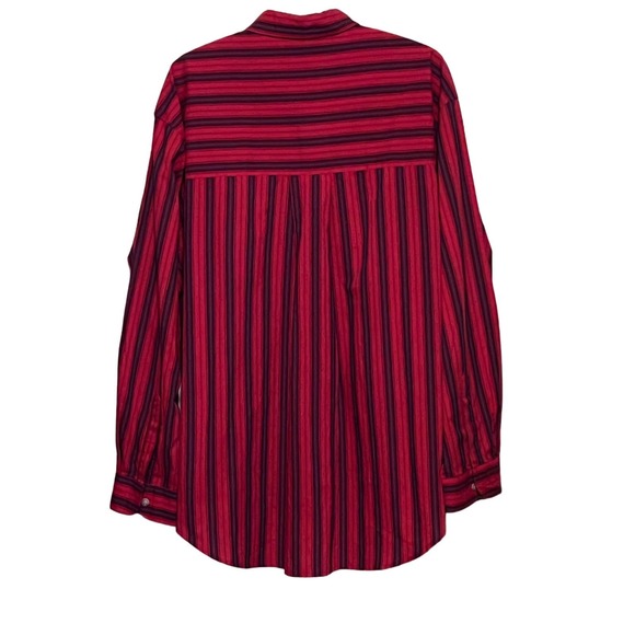 World Island Men's Red Purple Striped Long Sleeve Button Down Shirt Size L - Picture 2 of 3